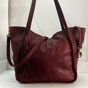 MARGOT Burgundy XL Leather Millie Shoulder Bag Lani Blair Satchel